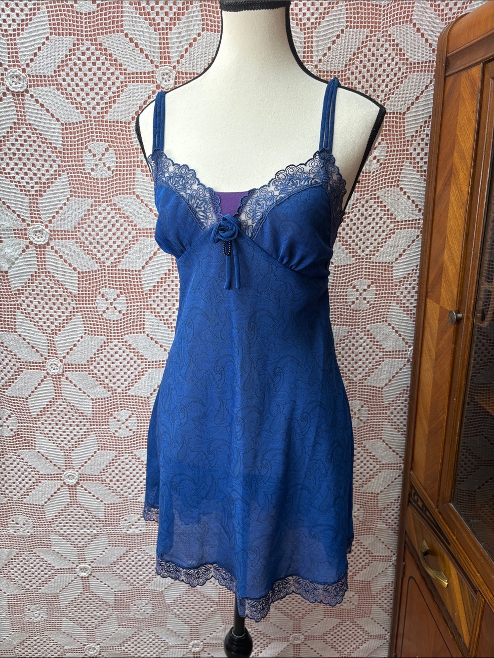 Vintage Versailles Blue Slip Dress Sz M